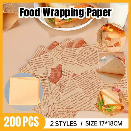 200PCS Vintage Newspaper Print Kraft Paper Bags Eco-Friendly Food Packaging - Paper-17*18cm-200PCS.