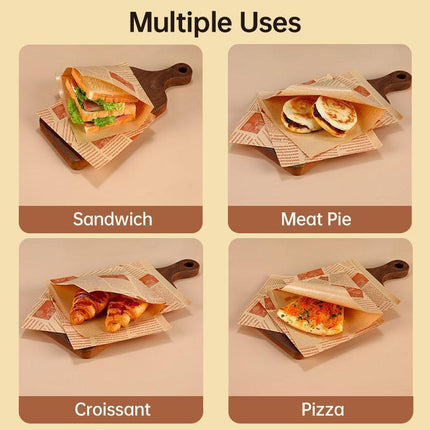 200PCS Vintage Newspaper Print Kraft Paper Bags Eco-Friendly Food Packaging - Paper-17*18cm-200PCS.
