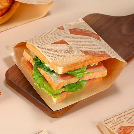 200PCS Vintage Newspaper Print Kraft Paper Bags Eco-Friendly Food Packaging - Paper-17*18cm-200PCS.
