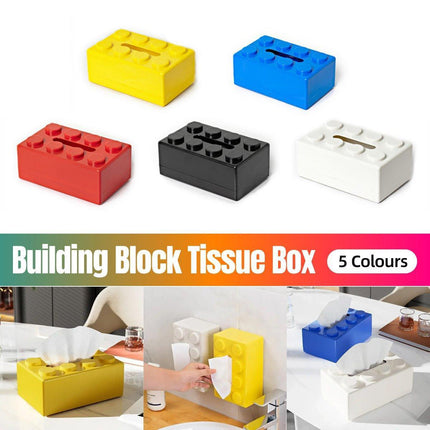 Tissue Box Cover Creative Building Block Cute Napkin Dispenser Holder Home Decor - White.