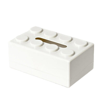 Tissue Box Cover Creative Building Block Cute Napkin Dispenser Holder Home Decor - White.