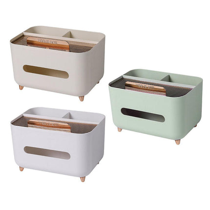 Tissue Box Dispenser Storage Box Napkin Case Remote Control Box Multi-Function - White.