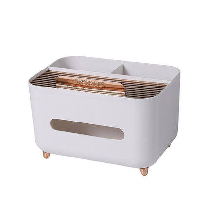 Tissue Box Dispenser Storage Box Napkin Case Remote Control Box Multi-Function - White.