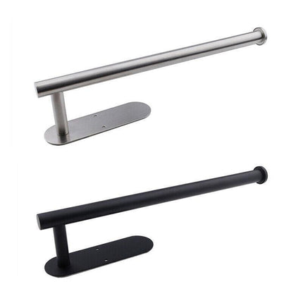 Kitchen Hanger Paper Roll Cabinet Towel Holder Organizer Rack Shelf Wall Adhesive - Silver.