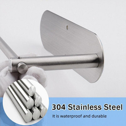 Kitchen Hanger Paper Roll Cabinet Towel Holder Organizer Rack Shelf Wall Adhesive - Silver.