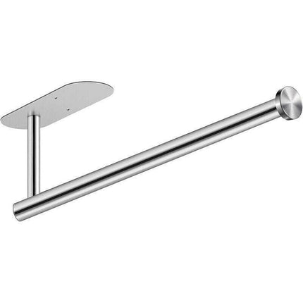 Kitchen Hanger Paper Roll Cabinet Towel Holder Organizer Rack Shelf Wall Adhesive - Silver.