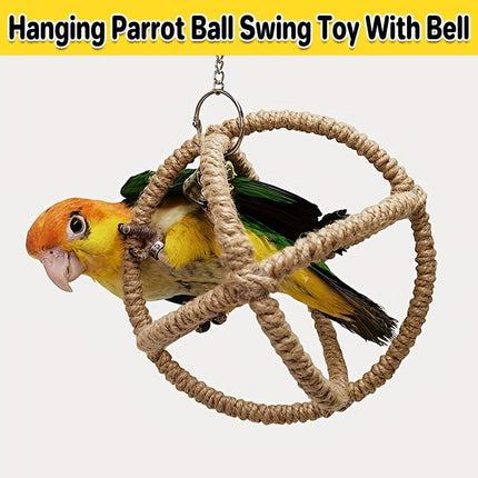 Interactive Parrot Toys Nibbling Balls Hoop Swing Bird Chew Play Activity.