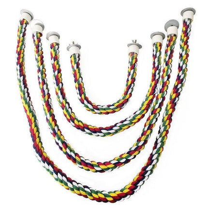 Parrot Rope Perch Colourful Bird Cage Toy Cotton Bungee Swing for Pet Birds - 60CM.