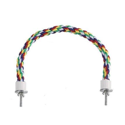 Parrot Rope Perch Colourful Bird Cage Toy Cotton Bungee Swing for Pet Birds - 60CM.