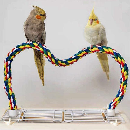 Parrot Rope Perch Colourful Bird Cage Toy Cotton Bungee Swing for Pet Birds - 60CM.