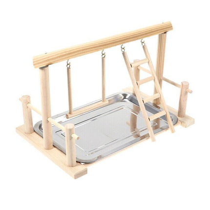 Parrots Wooden Stand Bird Play Activity Center Playground Ladder Perch Gym.