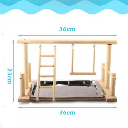 Parrots Wooden Stand Bird Play Activity Center Playground Ladder Perch Gym.