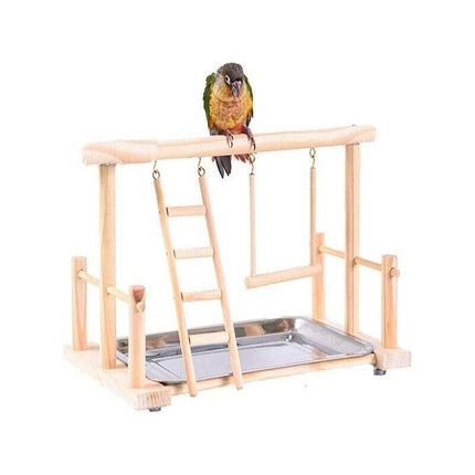 Parrots Wooden Stand Bird Play Activity Center Playground Ladder Perch Gym.