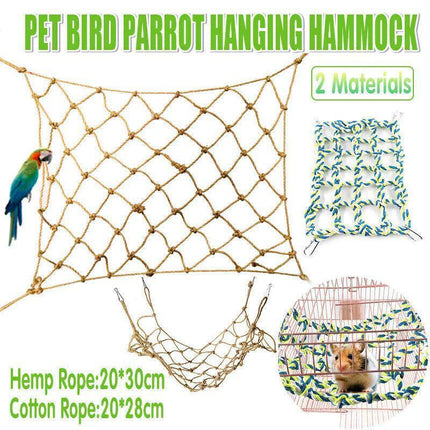 Hanging Climbing Net for Birds and Small Pets Cotton or Hemp Rope Cage Hammock - Cotton Rope.