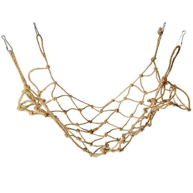 Hanging Climbing Net for Birds and Small Pets Cotton or Hemp Rope Cage Hammock - Hemp Rope.