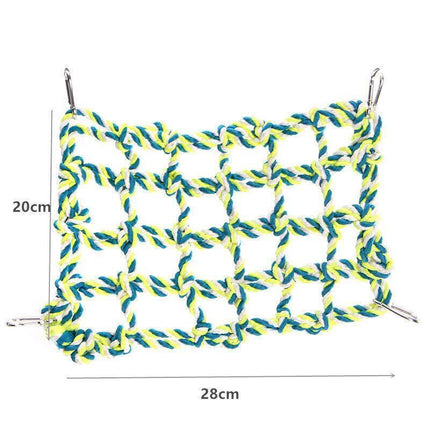 Hanging Climbing Net for Birds and Small Pets Cotton or Hemp Rope Cage Hammock - Hemp Rope.