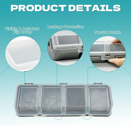 Plastic Screw Parts Storage Box Small Hardware Organizer Case with Four Grids.