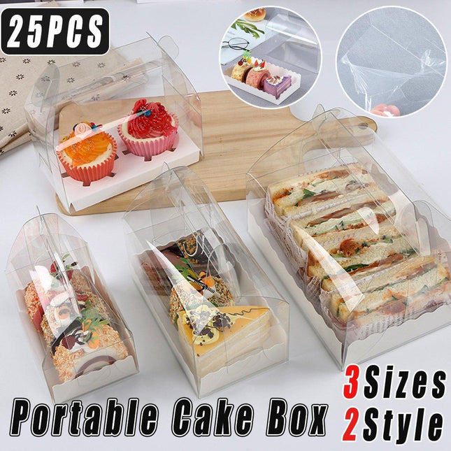 25pcs Transparent Portable Baking Box for Lasagna Mousse Cake Western Point Food - S(Flat Tray).