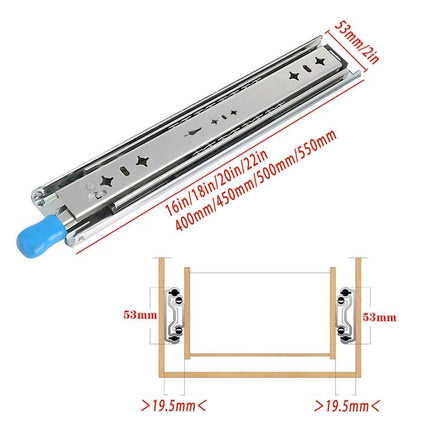 1 Pair Locking Drawer Slides Heavy Duty 120kg Runners Trailer 16 18 20 22 Inch - 20inch/500mm.