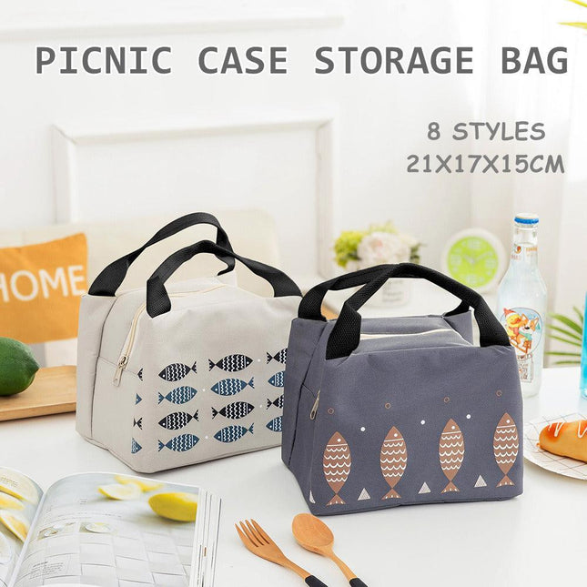 Portable Insulated Thermal Lunch Box Carry Tote Picnic Case Storage Bag 21x17x15cm - C06 (21x17x15cm).