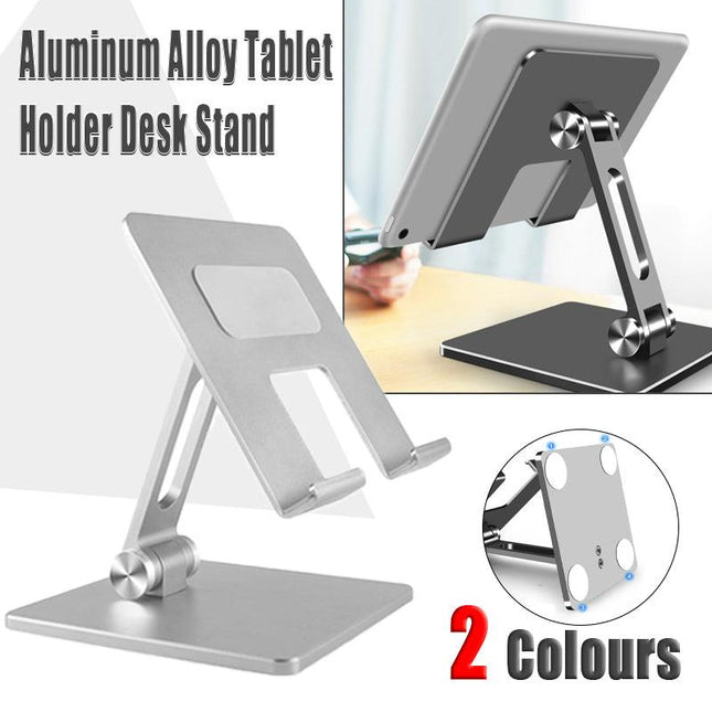 Aluminum Alloy Tablet Phone Holder Desk Stand Bracket Foldable For Ipad Pro 12.9 - Silver.