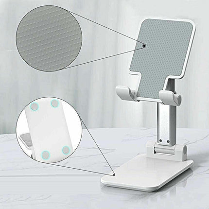 Foldable Adjustable Universal Desk Stand Holder For Mobile Phone Tablet Portable - Black.
