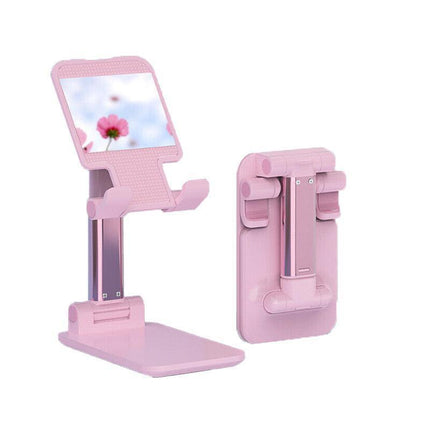 Foldable Adjustable Universal Desk Stand Holder For Mobile Phone Tablet Portable - Black.