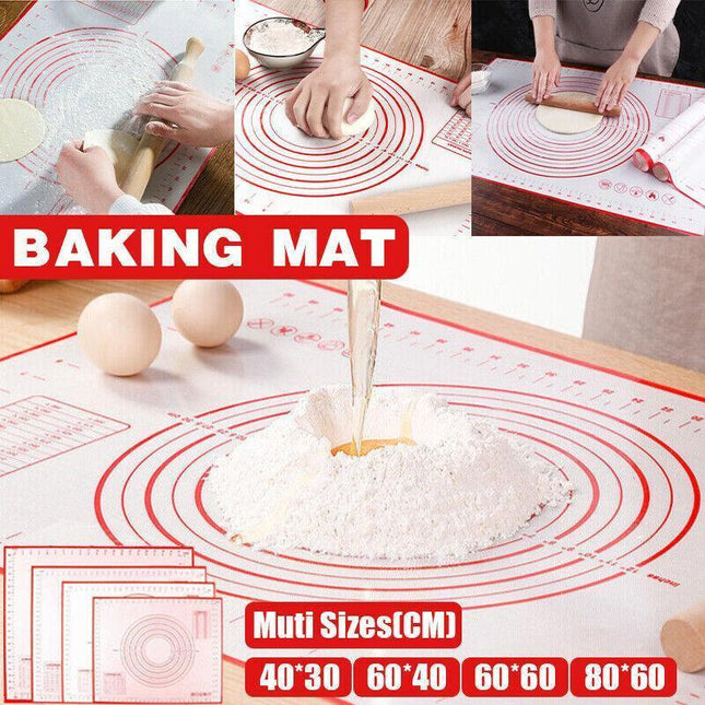 Non-Stick Silicone Baking Mat Rolling Cake Dough Scale Pastry Clay Fondant Sheet - Red 80*60cm.