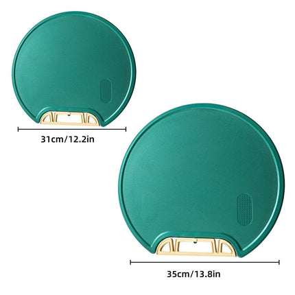 Round Green Plastic Kitchen Chopping Board Household Food Cutting Board Tool - 35cm.
