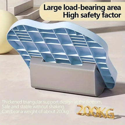 Portable Folding Stretch Board Fitness Pedal Slant Calf Ligament Trainer Tool - Blue.
