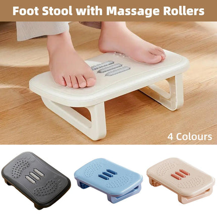 Ergonomic Office Footrest Adjustable Under Desk Stool Anti Fatigue Foot Support - Blue.