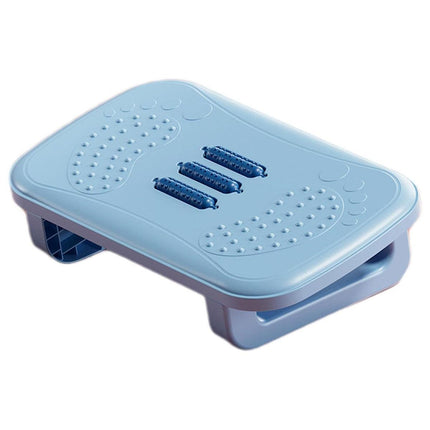 Ergonomic Office Footrest Adjustable Under Desk Stool Anti Fatigue Foot Support - Blue.