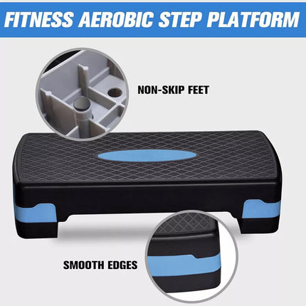 Adjustable Aerobic Step Platform Plastic Fitness Stepper for Workout Training - Green.