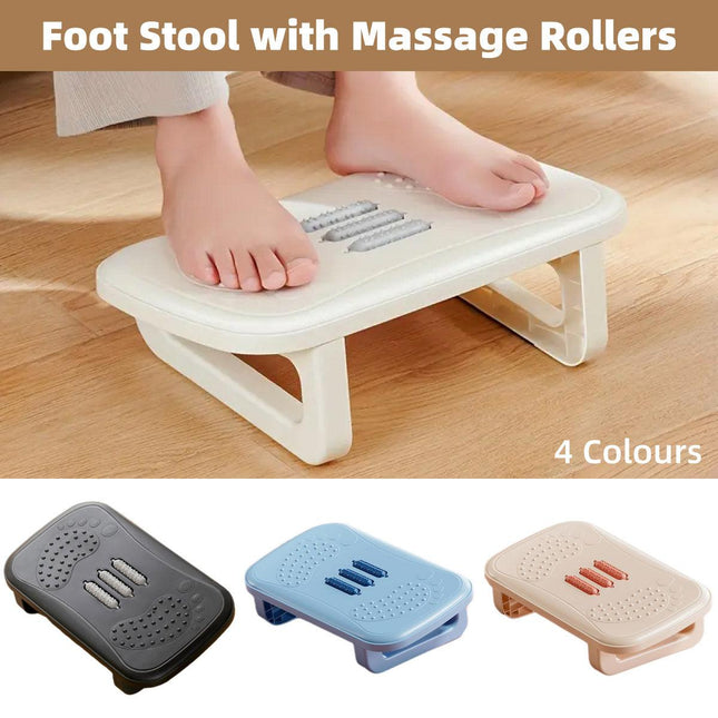 Ergonomic Office Footrest Adjustable Under Desk Stool Anti Fatigue Foot Support - White.