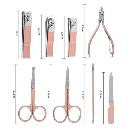 18 Piece Rose Gold Stainless Steel Manicure Pedicure Set With Travel Case.
