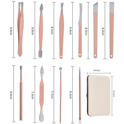 18 Piece Rose Gold Stainless Steel Manicure Pedicure Set With Travel Case.