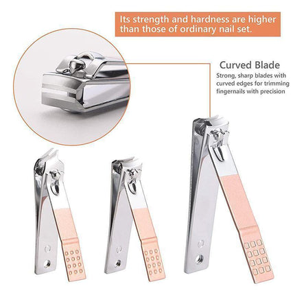 18 Piece Rose Gold Stainless Steel Manicure Pedicure Set With Travel Case.