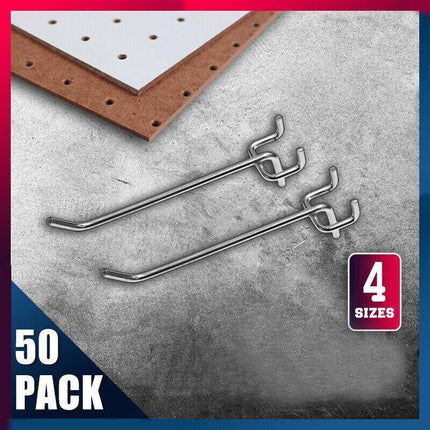50X Pegboard Hooks Metal Panel Valcano Peg Board Hook Steel 50 100 150 200 Mm - 15CM.