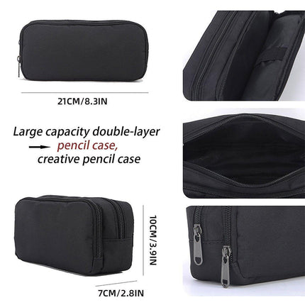 Large Capacity Pencil Case Double Layer for Primary School Students Creative Bag - Grey.