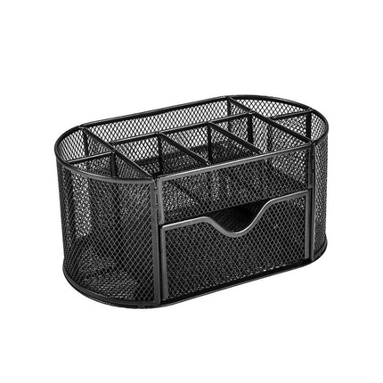 Creative Metal Desktop Pen Holder Multi-function Storage Box Organizer Rack - Grey.