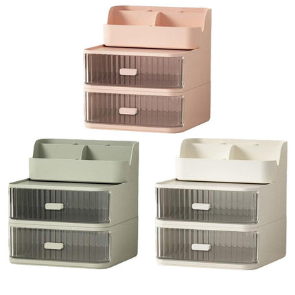 Drawer Storage Box Stationery Cosmetic Organizer Multi Purpose Desktop Holder - Green.