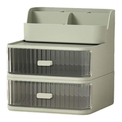 Drawer Storage Box Stationery Cosmetic Organizer Multi Purpose Desktop Holder - Green.