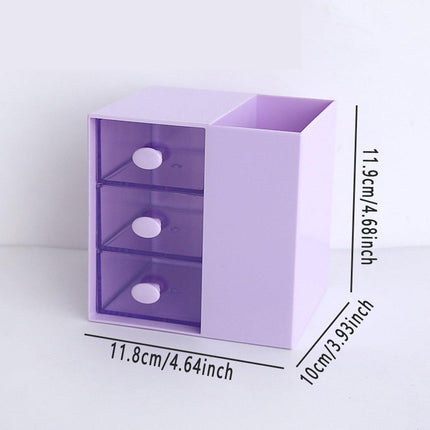 2IN1 Pumping Pen Container Storage Box Cosmetic Drawer Office Organizer Box.