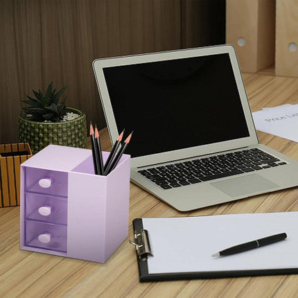 2IN1 Pumping Pen Container Storage Box Cosmetic Drawer Office Organizer Box.