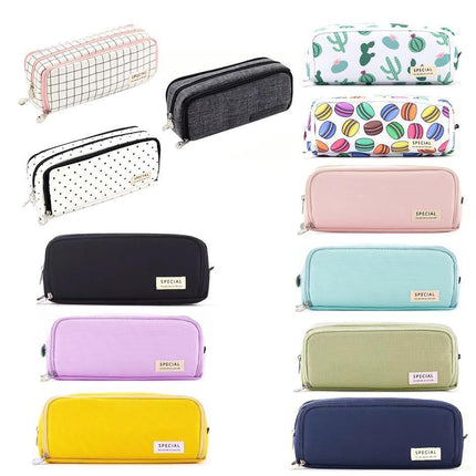 Zipper Pencil Case Large Capacity Storage Bag School Stationery Makeup Organizer - Dark Grey.