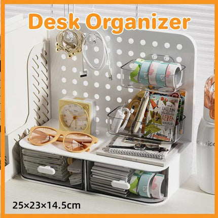 Desktop Storage Box Drawer Organizer Hole Plate Shelf Sub Storage Solution.