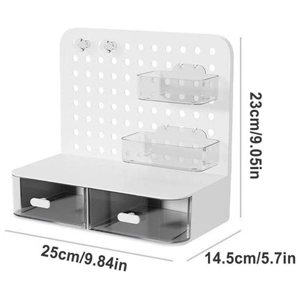 Desktop Storage Box Drawer Organizer Hole Plate Shelf Sub Storage Solution.