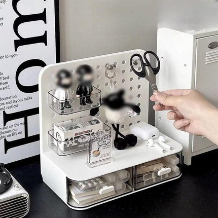 Desktop Storage Box Drawer Organizer Hole Plate Shelf Sub Storage Solution.
