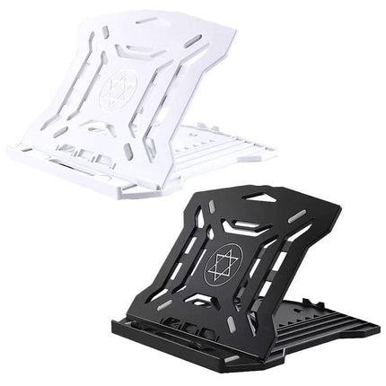 Adjustable Laptop Stand with 360-Degree Base for Desk Riser Home Office Holder - Black.