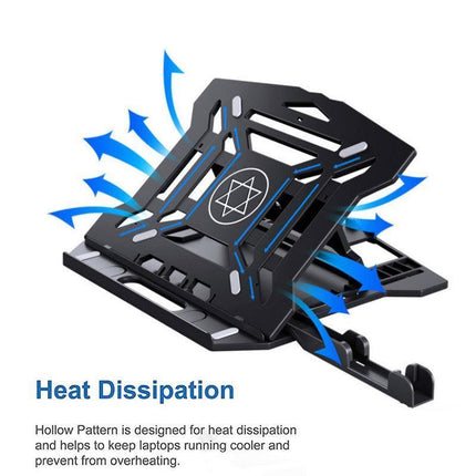 Adjustable Laptop Stand with 360-Degree Base for Desk Riser Home Office Holder - Black.